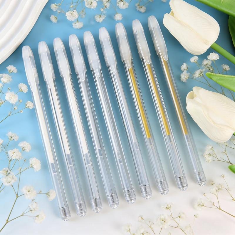

9pcs White and Golden Silvery Gel Pen Set, for Writing Journaling and Drawing Gel Pens, Waterproof Pens,Hand Drawing Pens
