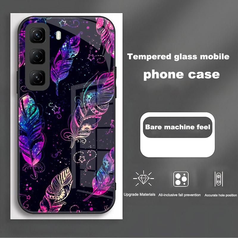 Handyhülle Für Infinix Hot 50 Pro Plus Hülle Harte PC Stoßfeste Abdeckung Gehärtetes Glas Hülle Hot 50 Pro+ Vollständige Schutzhülle Funda