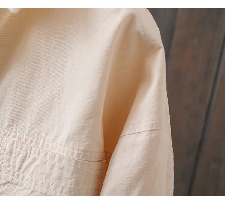Women's Casual Korean Style Cotton Shirt Jacket - Loose, Slimming, Artistic, Lapel Design for Spring
