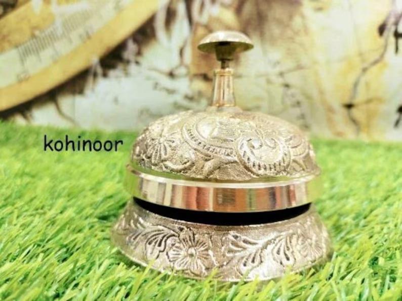 Brass Reception Bell: Ornate Desk Counter Service Bell