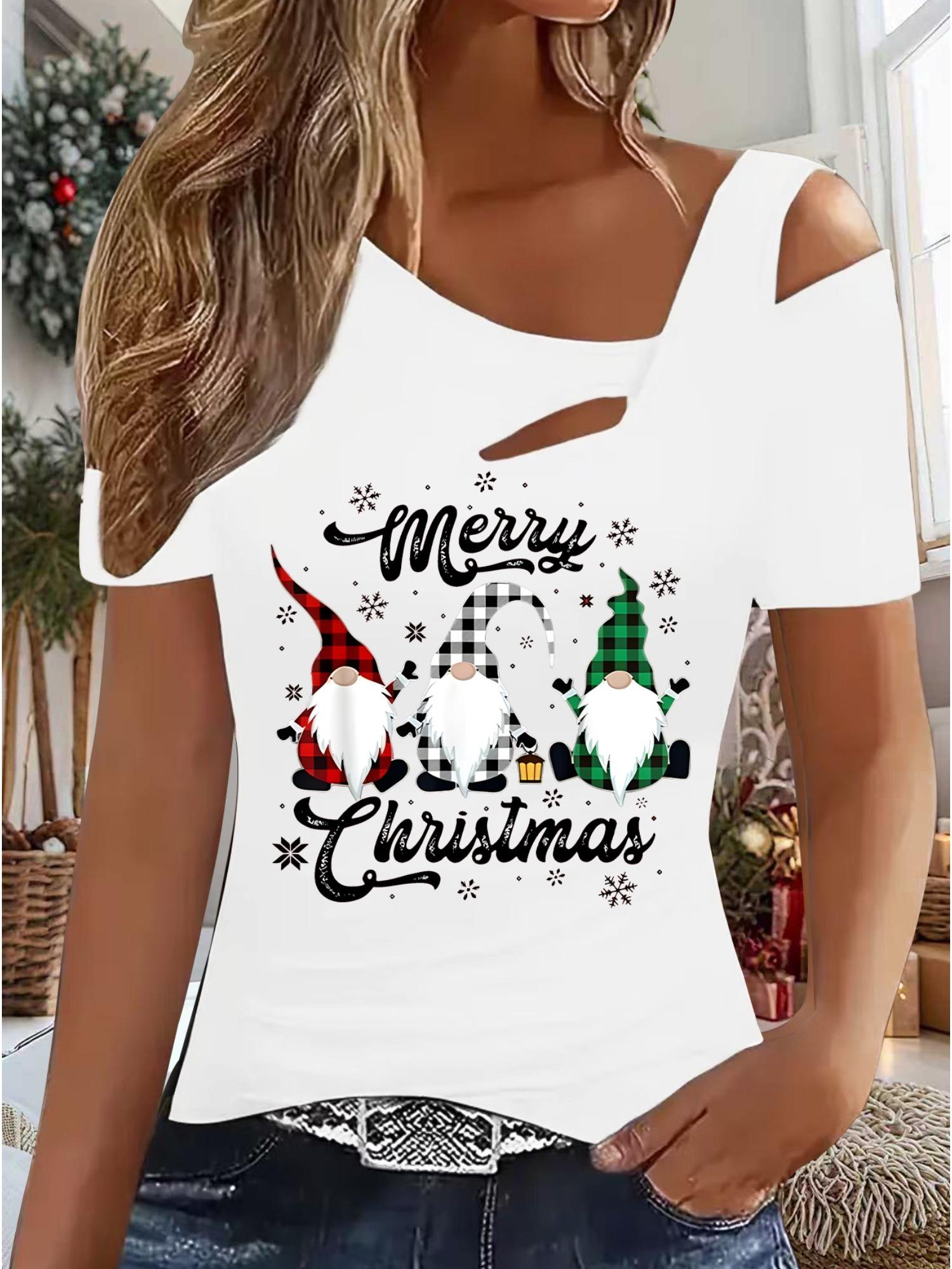 

Женский Новый Повседневный Топ Рождество Хэллоуин Рождественский Подарок Топы Рубашка Блузка XXL белый