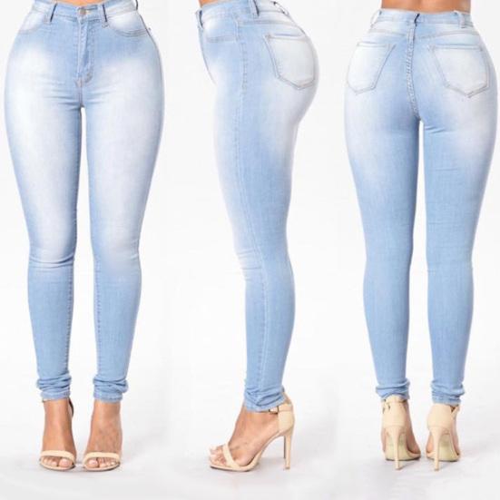 Jeans Slim Fit High Waist Denim Pull-on Skinny Jeans for Daily Life