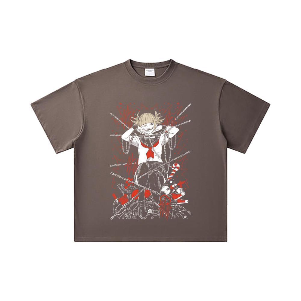 260 GSM Double Yarn 32 Count 100% Cotton My Hero Academia V8 Toga Print Unisex Heavy Cotton T Shirt