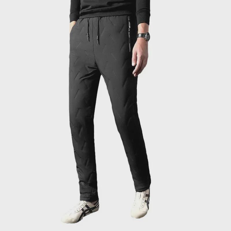 Men's Winter Fleece-Lined Waterproof Windproof Pants - Thick, Warm, and Comfortable for Middle-Aged Dads