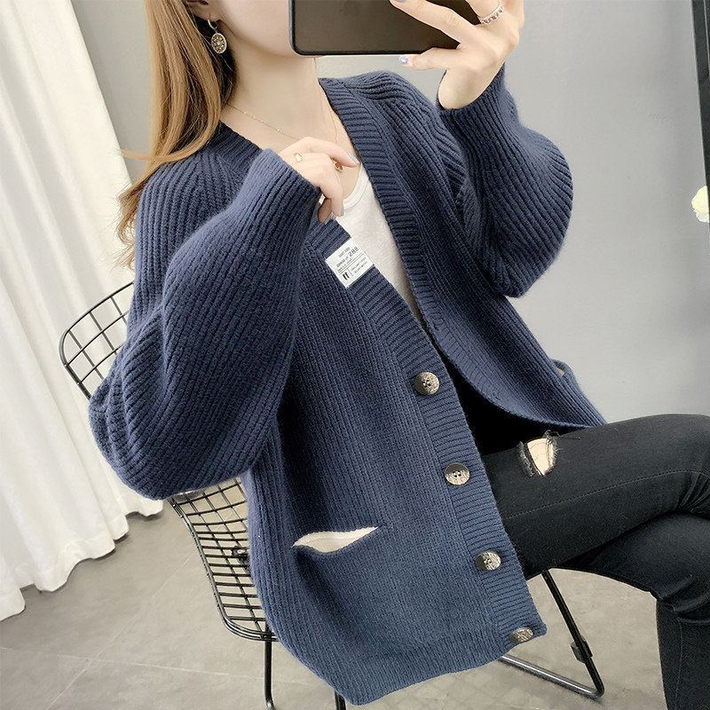 Knitted Cardigan for Women In A Laid-back Style for Autumn and Winter Korean Sweater Coat Loose Knitted Sweater for Women