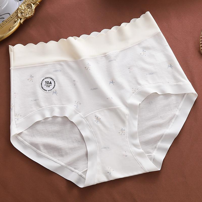 Lyocell Cool Damen Antibakterische Unterwäsche mit Blumenprint, Mittelhoch, mit verlängertem Schritt
