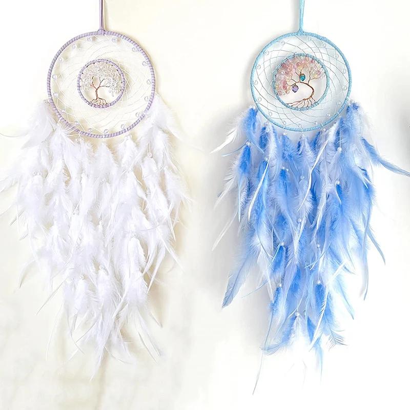 Wall Hanging Dream Catchers Gem Crystal Tree Of Life Dream Catcher Home Decoration Room Wind Chimes Ornaments Dream Catchers