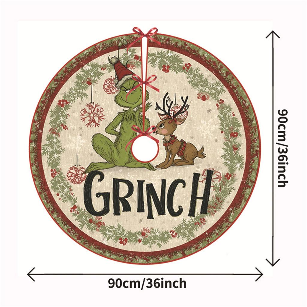 Christmas Tree Skirt New Greentown Cartoon Tree Skirt 90CM Digital Printing Christmas Creative Decoration Tree Fence