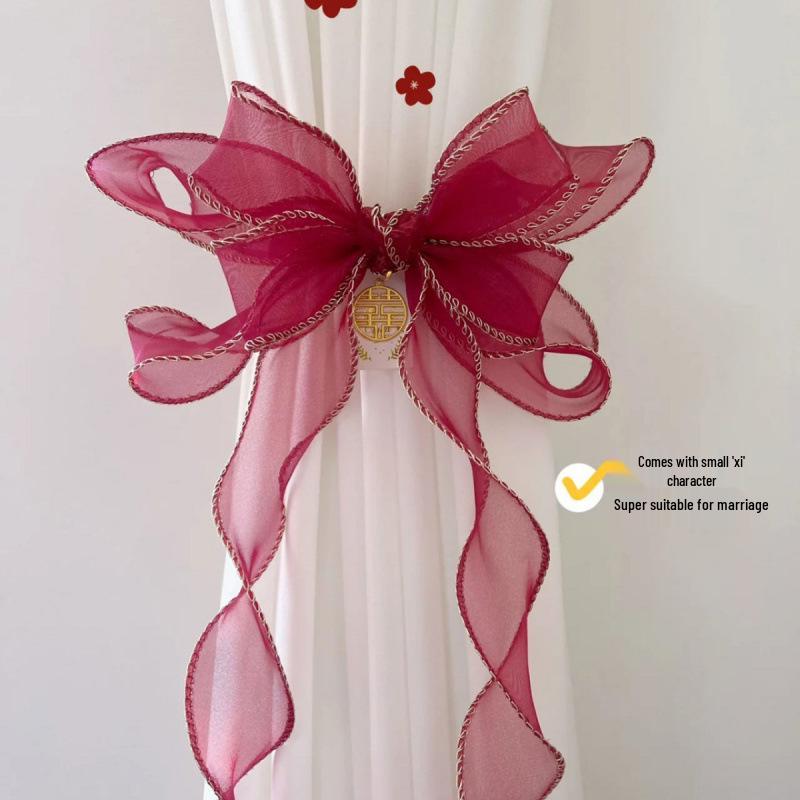 

Wedding Room Decoration: Double Happiness Flower Tiebacks for Living Room & Bedroom Curtains