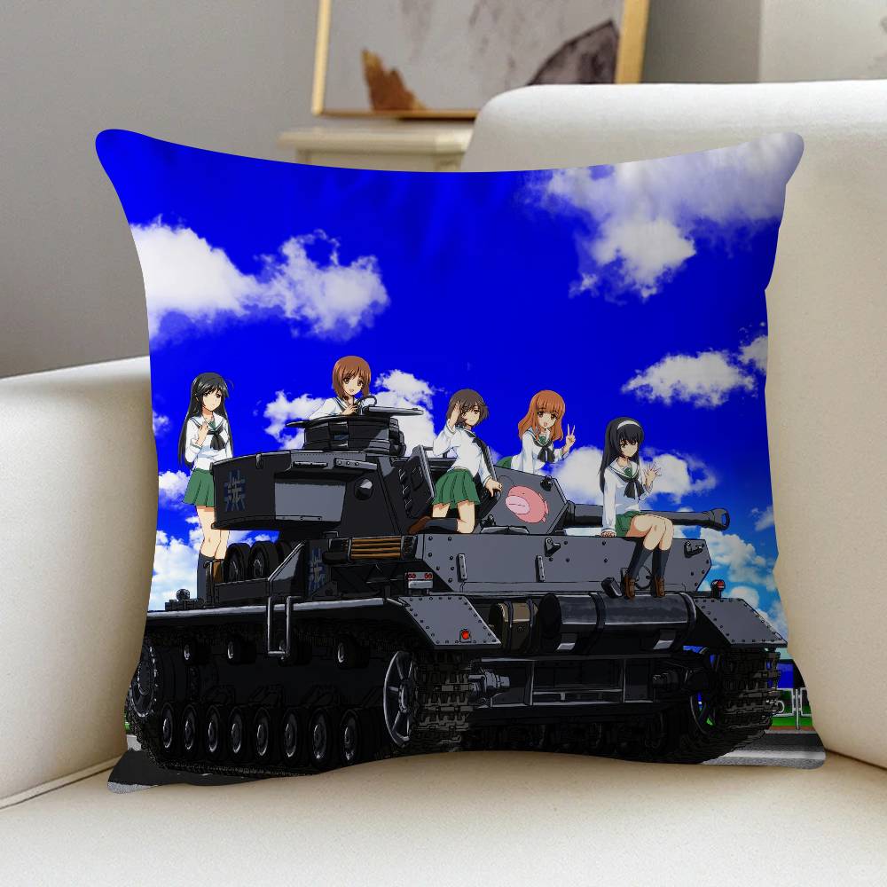 Anime G-GIRLS Und PANZER Cushion Cover Car Throw Pillow Case For Sofa Car Christmas Gift 40x40cm 45x45cm