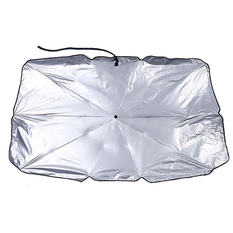 Titanium Silver Folding Car Sunshade - UV and Heat Protection for Windshield