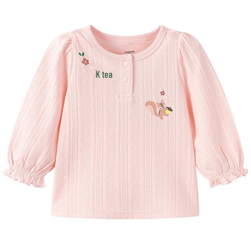 Balabala Girls' Pure Cotton Long-Sleeve T-Shirt