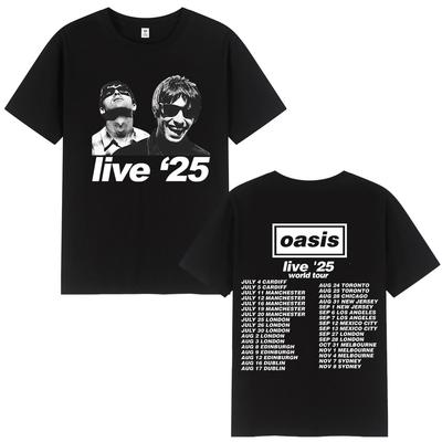British Rock Band OOasis Live 25 Tour TShirts Mens Women Casual ONeck Short Sleeve T Shirts Fans Gift Fashion Unisex Tshirt