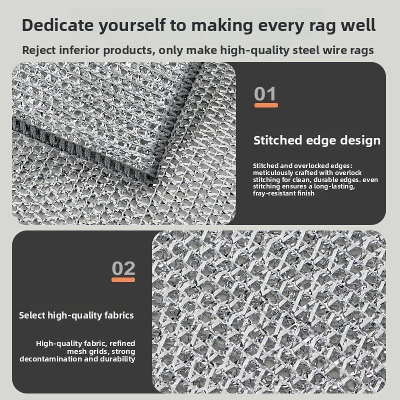 Wire Dishwashing Cloth - Single Layer, Double-sided Mesh, Non-stick Oil, Brush The Pot, Silver Wire Cleaning Cloth, Wire Ball Cleaning Cloth