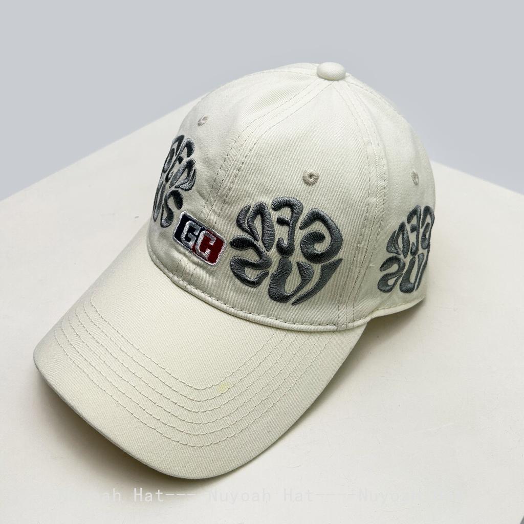 Und Damen Vintage Bestickt Buchstaben Drucke Floral Baseballkappen Sonnenschutz Amerikanischer Streetstyle All-Match Schirmmützen Personalisierte Trendige Ins