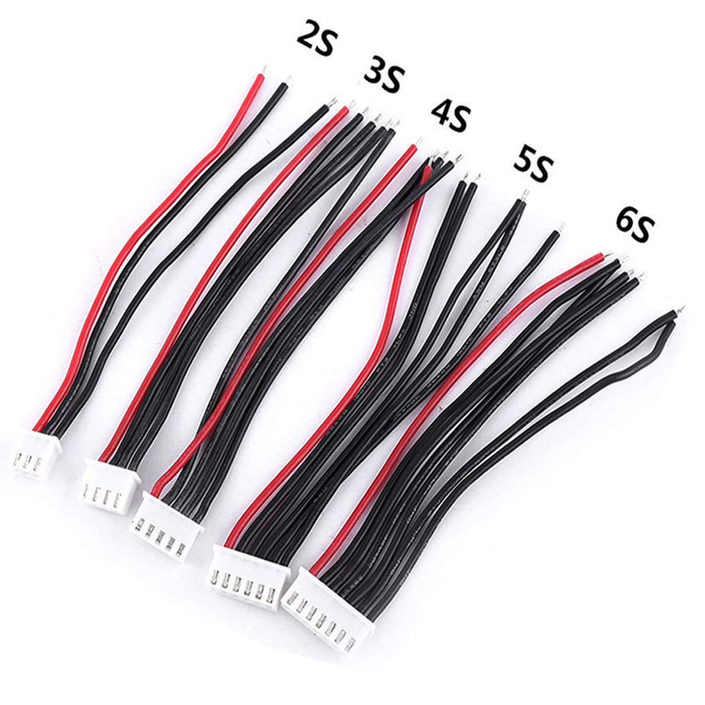Maihuijia 10pcs JST Balance Plug Male to Female 2S, 3S, 4S, 5S, 6S Charging Extension Cable, 15cm Balance Cord for RC Lithium Battery (2S-6S)