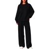 Women's Round Neck Long Sleeve Two Piece Set with Pants for Casual Wear