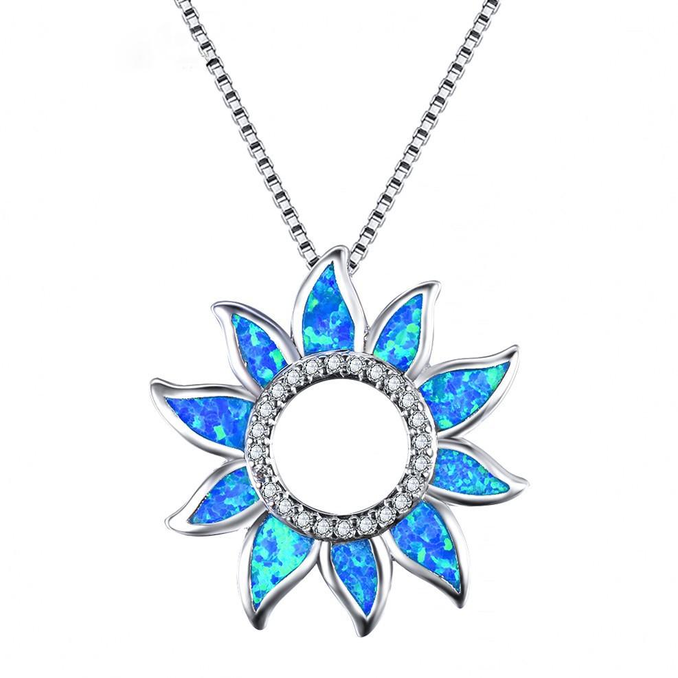 2026 Female Sunflower Pendant Sunflower Necklace Fashion Treasure Jewelry 45CM синий