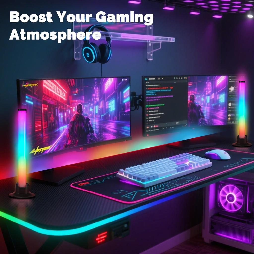 Smart RGB Music Rhythm LED Light Bar with APP Control Sound Pickup Ambient Lamp for Gaming Desk TV Backlight Home Theater Decor