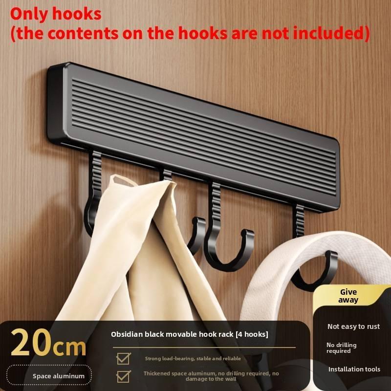 Space Aluminum Wall Hook Set With Strong Adhesive No Drilling Suitable For Bathroom And Closet Storage