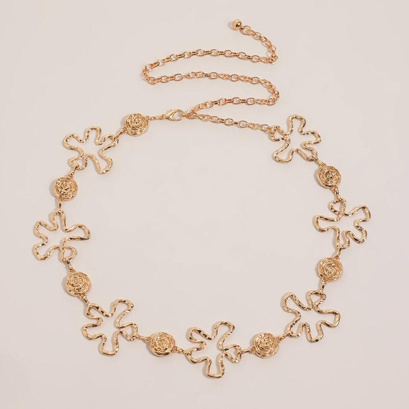 

High-end Women s Waist Chain Hollow Flowers Atmospheric Fashion Metal Waist Chain Rose Women s Waist Chain