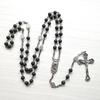 62KD Rosary Beads Long Necklace with Jesus Christ Crucifix for Cross Catholic Prayer Pendant Party Gift for Men Women
