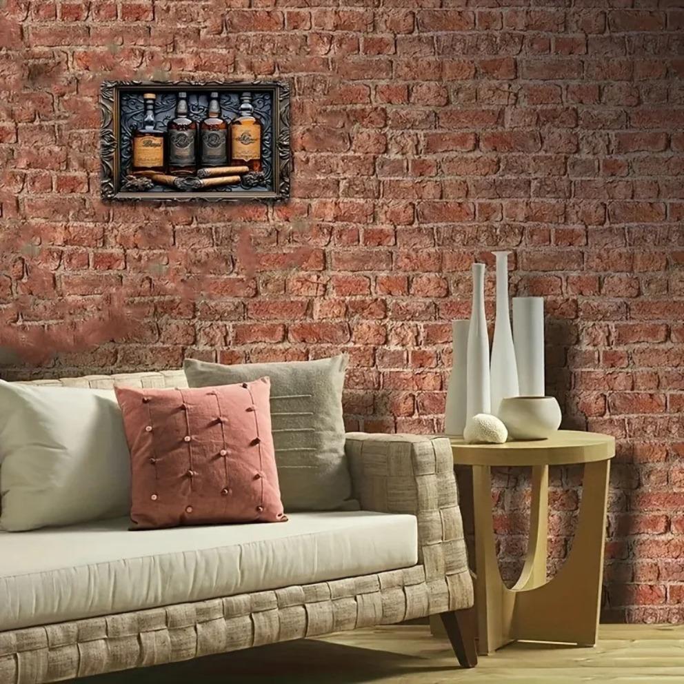 2D Flat-Printed Aluminum Metal Wall Hanging Sign: Whiskey & Design (Square) – Ideal Decorative Wall Art for Home