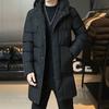 Men Winter Cotton Coat Thicken Padded Hooded Windproof Lightweight Cold Resistant Zipper Closure Long Sleeve Pockets Drawstring Mid Length Outdoor