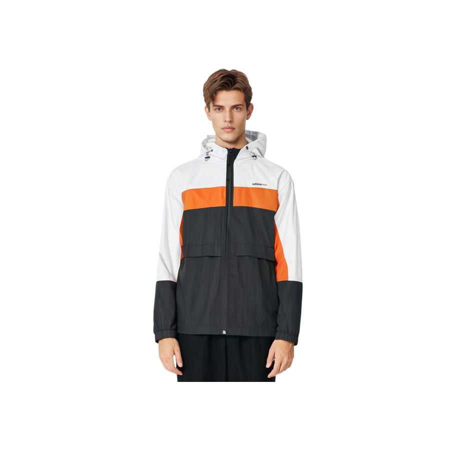 adidas Neo Color Block Breathable Loose Casual Hooded Jacket Men Jacket Red Black H57441