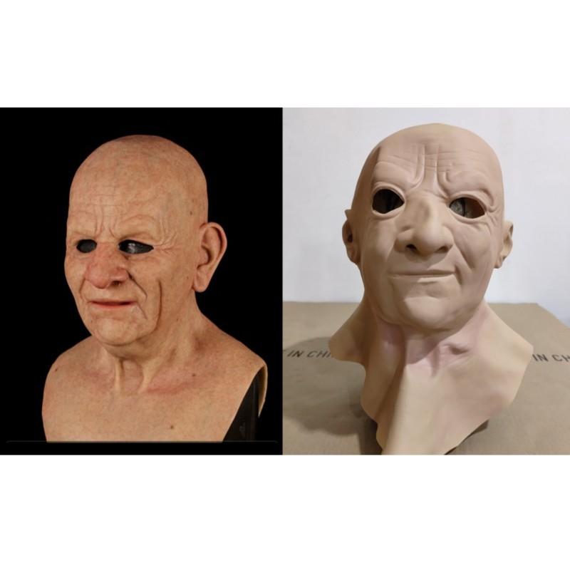 Halloween new product: Old man mask, old lady headgear costume props, latex bald head cover
