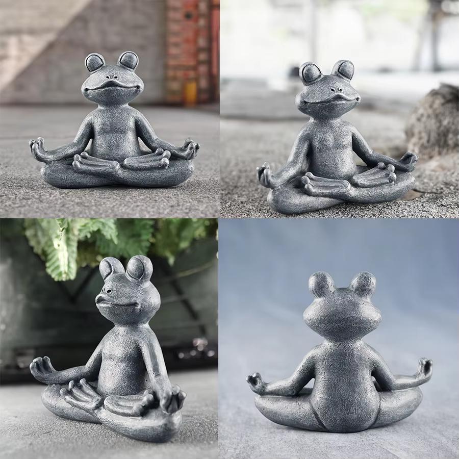 Zen Meditation Frog Statue - Handmade Resin Yoga Decor for Home & Garden, Micro Landscape Accessories Unique Gift with Serenity