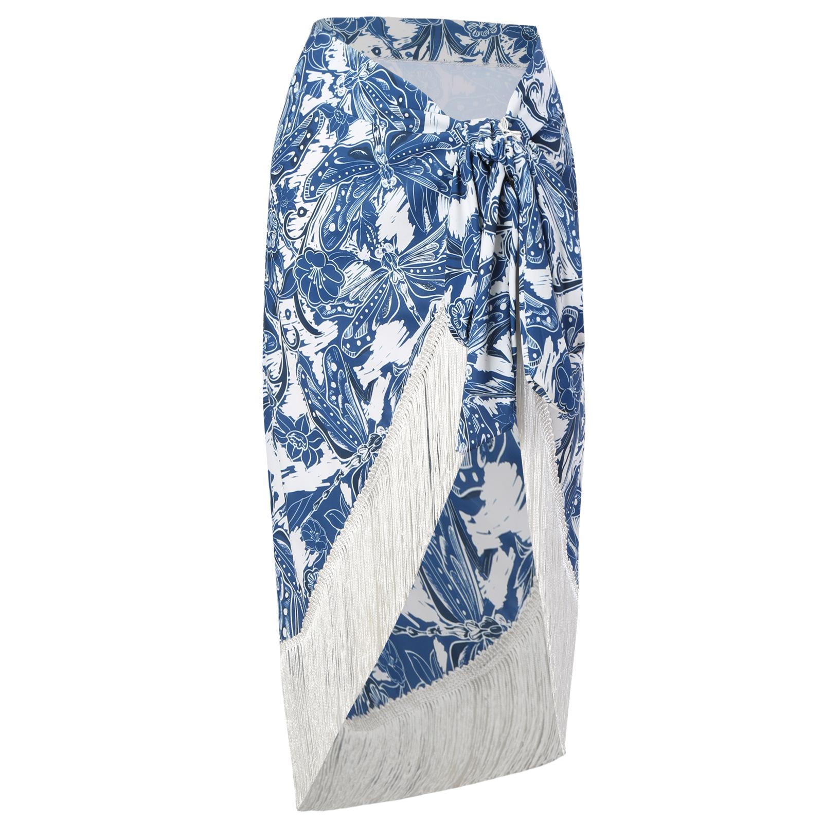 

Ретро новый раздельный трехсекционный бикини сексуальный купальник женская юбка кисточка юбка купальник комплект XL