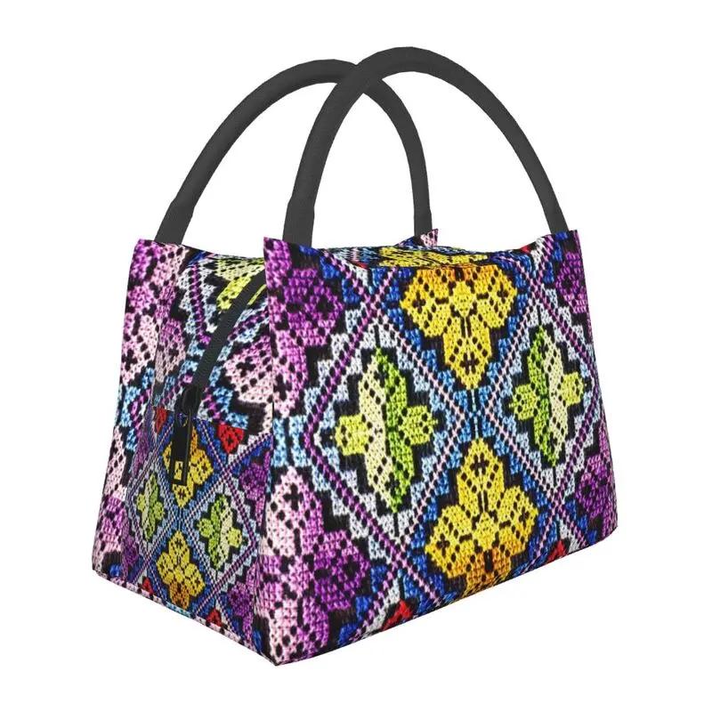Embroidery With Arabic Calligraphy Thermal Insulated Lunch Bags Cross Lunch Tote Meal Food Box