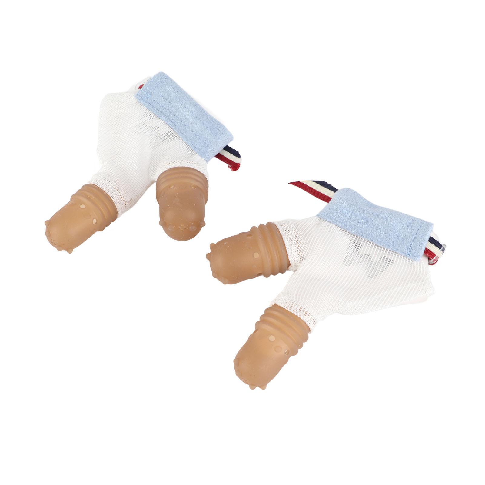 

1 пара, стопор для сосания большого пальца ребенка, защита для пальцев, силиконовые дышащие отверстия, защита для 2 пальцев, синий цвет M