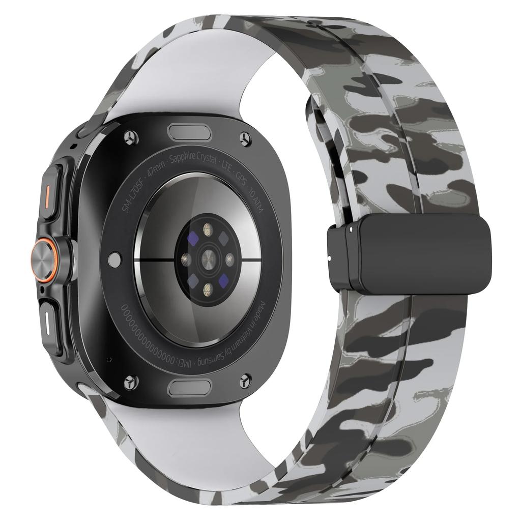 Pulseira de camuflagem para Samsung Galaxy Watch Ultra 47mm Pulseira magnética de silicone para Galaxy Watch 7 Ultra Pulseira de substituição