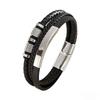 Men's Braided Leather Bracelet Multilayer Design with Textured Alloy Accents Streetwear Cuff Bangle New Trending Punk Edgy Style