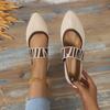 Modische Ballerinas Damen Frühling Herbst Lässig Strick Slip-on Niedrige Absätze Spitzschuhe für Frauen Freizeitschuhe Frau Übergröße