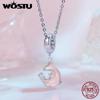 WOSTU 925 Sterling Silver Pink Couple Hearts Charm Star Bear Beads Dolphin Pendants Fit Original Bracelet DIY Jewelry