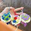 Portable Keychain Hand-Crocheted Wool Rose Petal Mini Bouquet Decoration Keychain Pendant Bags Backpacks Accessory