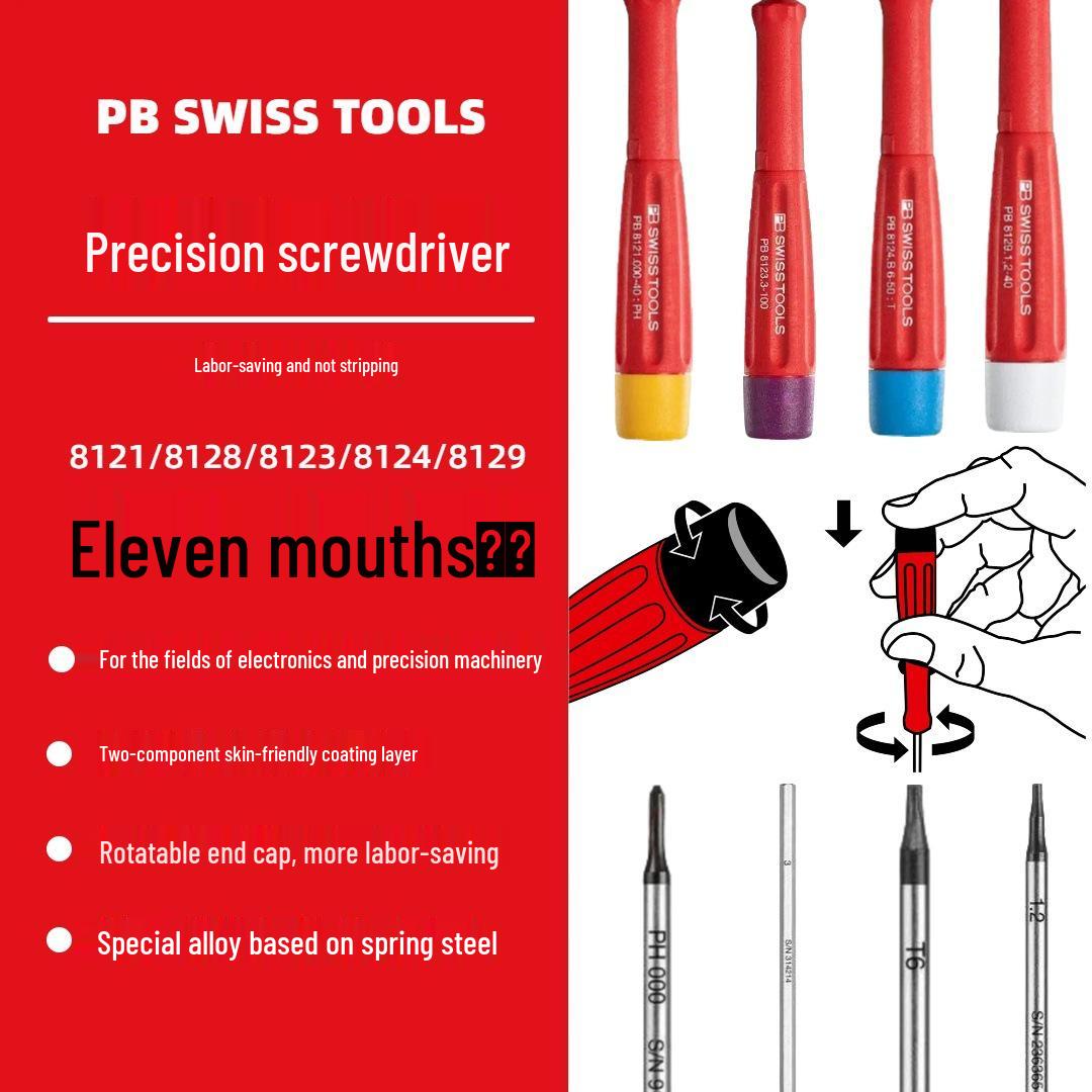 

Swiss Precision Screwdriver: Small Phillips/Hex/Torx (Models 8121/8128/8123/8124) 8123.1,27-50 Hex