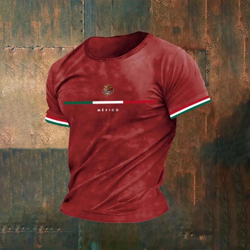 Mexico T Shirt For Men Fashion 3D Eagle National Flag Print Pattern Short Sleeve Oversized T-shirt Leisure O-neck Tee Streetwear