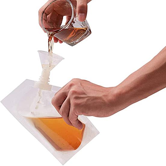 1 sada 350ML/500ML/200ML/100ML/1000ML Sáček na likér Potravinářské průhledné PET láhev na alkohol Skrytá pitná taška s nálevkou Kuchyňské nástroje