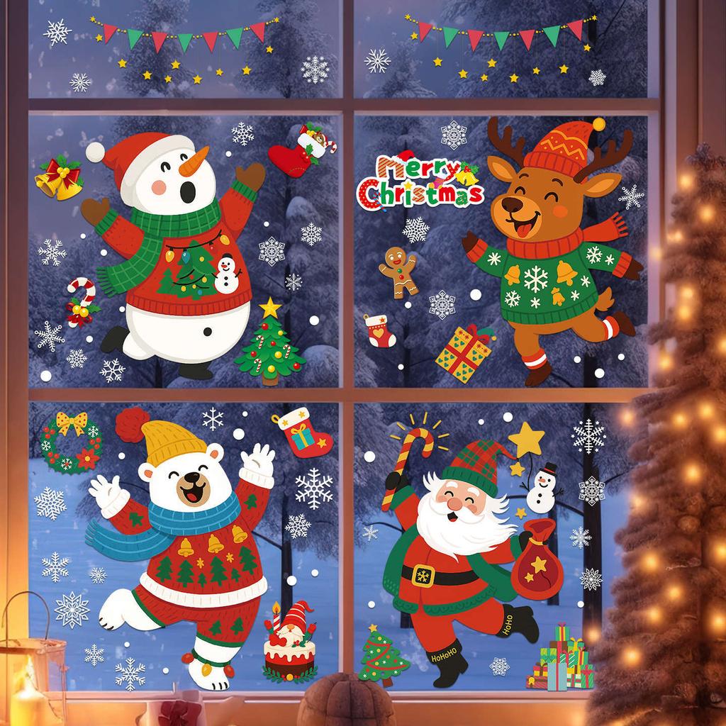 Christmas Stickers for Foreign Trade Hot Static Window Glass Stickers Door Stickers Double-sided Window Stickers