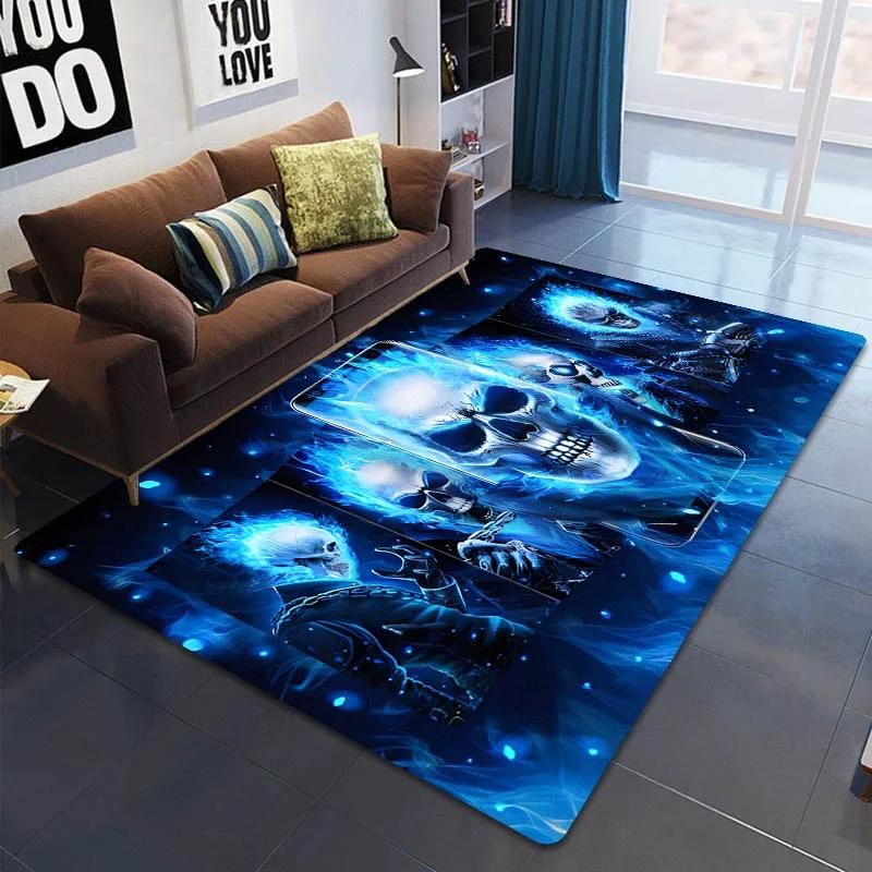 Dywan z nadrukiem płomiennej czaszki Dekoracja domu nastolatka Dywany do salonu Dywan do sypialni Kuchnia Mata podłogowa antypoślizgowa do łazienki Wycieraczka do przedpokoju