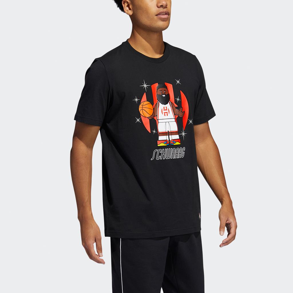 Adidas X Lego X James Harden Fun Block Print Basketball Short Sleeve T-Shirt Men Tops Black GU2714