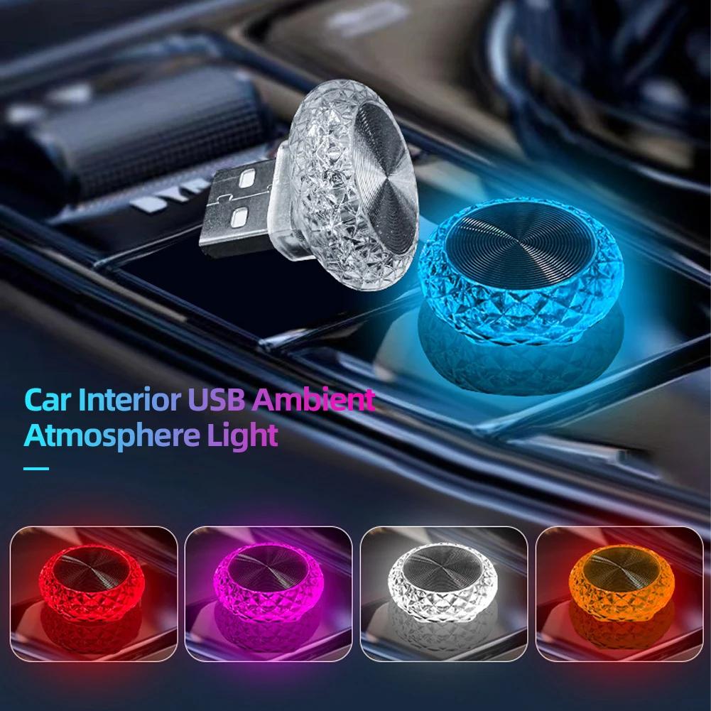 Přenosné auto USB Ambient Light Mini LED Dekorativní Atmosférické Lampy Pro Osvětlení vnitřního prostředí automobilu Osvětlení počítače Plug Play
