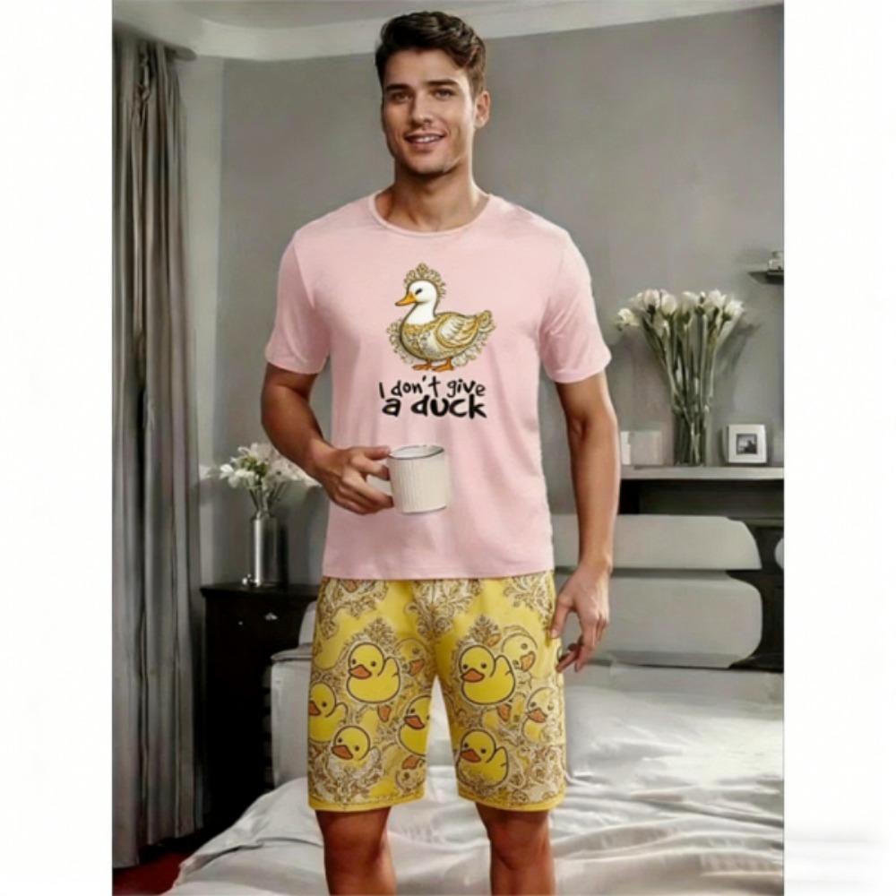 Kids Set Funny Duck Printed Kids T-shirt and Shorts 2 Piece Set Summer Casual Outdoor Boys and Girls Outfit Kids Clothing
