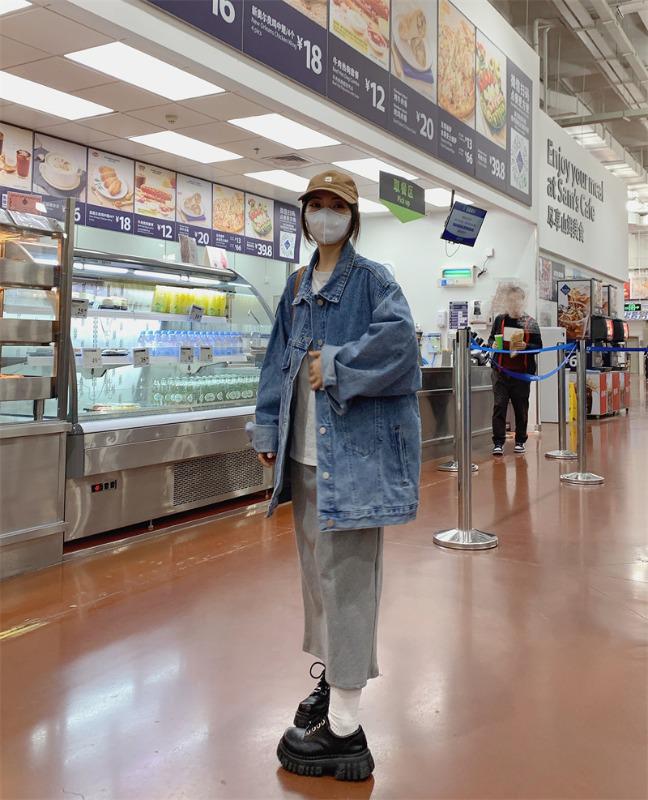 Women's Versatile Loose Denim Jacket - 2025 Spring/Autumn Retro High Street Style, Plus Size Available.