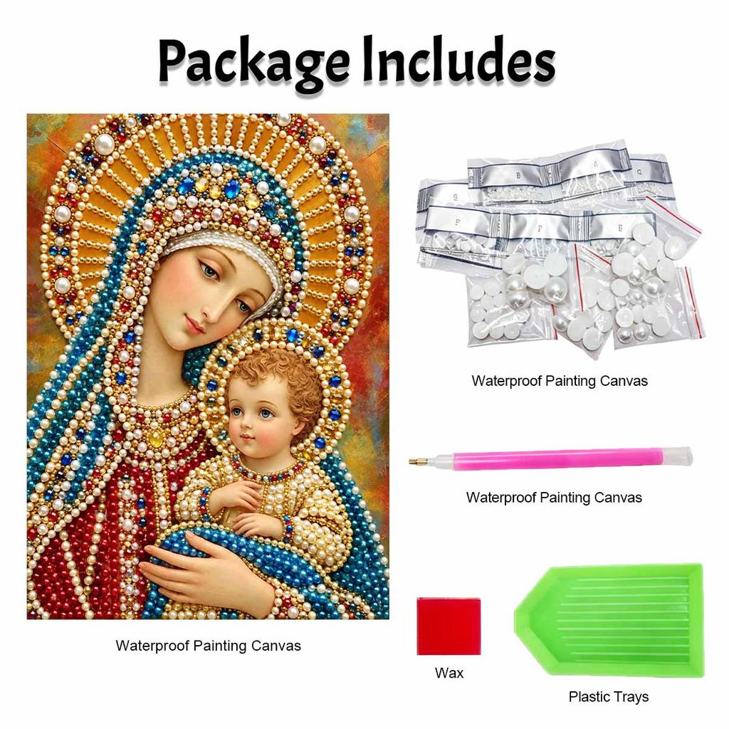 DIY 3D Pearl Diamond Painting Art Set Religious Madonna Home Decor Art Set Wall Art