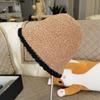 Winter Knit Bucket Hat For Women With Cashmere Material And Color Block Design